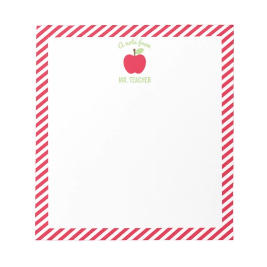 Aangepast Apple Teacher Notitieblok, rood Notitieblok (Voorkant)