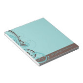 Aangepast Aqua Blue Brown Floral Notitieblok (Schuin)