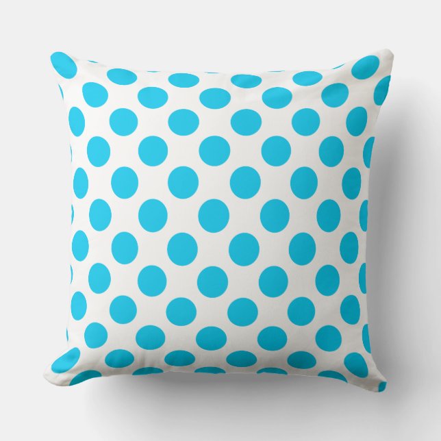 Aangepast Aqua Blue Polka Dot Sierkussen (Voorkant)