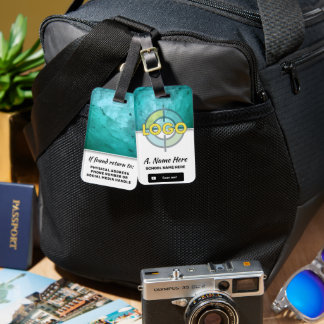 Aangepast Aqua Stone ID-ontwerp met Logo en QR-cod Bagagelabel