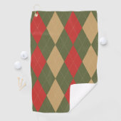 Aangepast Argyle – legergroen, rood en khaki monog Golfhanddoek (Insitu)