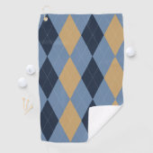 Aangepast Argyle – Rookblauw Navy & Khaki Monogram Golfhanddoek (Insitu)