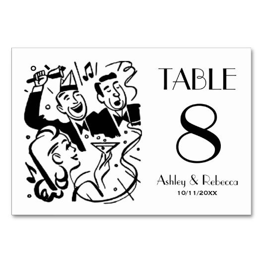 Aangepast Art Deco Cocktailparty Tafelnummer (Voorkant)