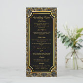 Aangepast Art Deco Geborduurd Stijl Trouwmenu Menu (Staand voorkant)