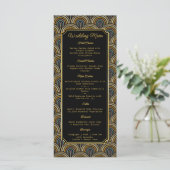 Aangepast Art Deco Geborduurd Stijl Trouwmenu Menu (Staand voorkant)