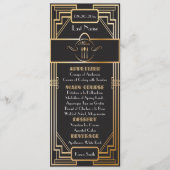 Aangepast - Art Deco Zwart en Goud Gatsby Huwelijk Menu (Voorkant)
