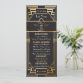 Aangepast - Art Deco Zwart en Goud Gatsby Huwelijk Menu (Staand voorkant)