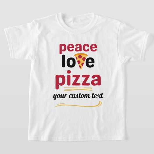 aangepast artikel Peace Love Pizza Italiaanse rode T-shirt (Laagn)
