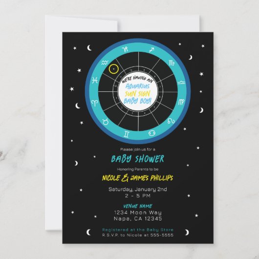 Aangepast asstrologie Sun Sign Zodiac Baby shower Kaart (Voorkant)