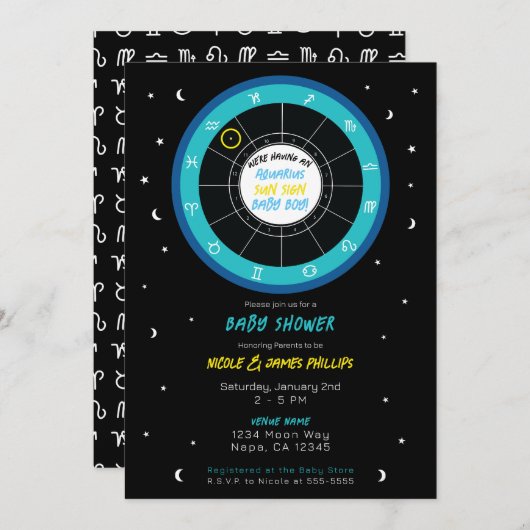 Aangepast asstrologie Sun Sign Zodiac Baby shower Kaart (Voorkant / Achterkant)