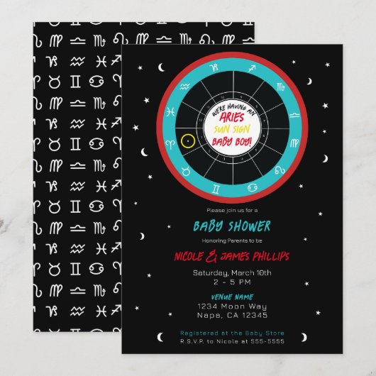 Aangepast Astrology Zodiac Sun Sign Baby shower Kaart (Voorkant / Achterkant)