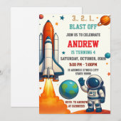 Aangepast astronautisch buitenruimte verjaardagsfe kaart (Voorkant / Achterkant)
