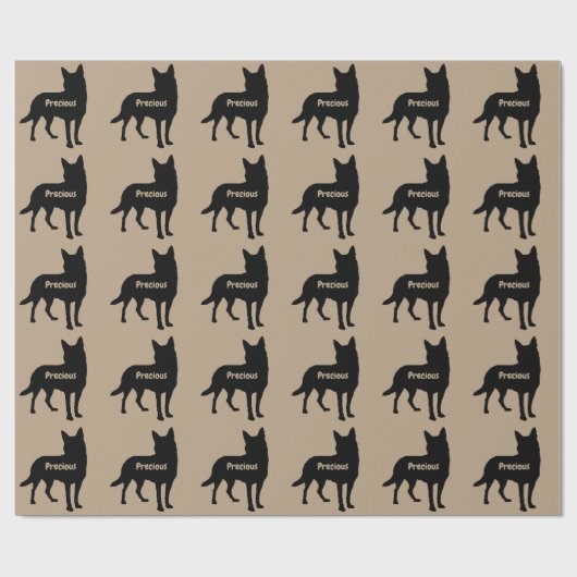 Aangepast Australisch Kelpie Hondenras Silhouet Cadeaupapier (Vlak)