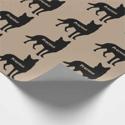 Aangepast Australisch Kelpie Hondenras Silhouet Cadeaupapier (Hoek)