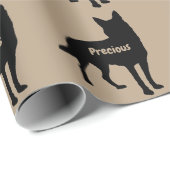 Aangepast Australisch Kelpie Hondenras Silhouet Cadeaupapier (Rol Hoek)