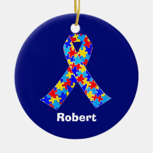 Aangepast Autisme-bewustmakingsartikel met een bla Keramisch Ornament (Voorkant)