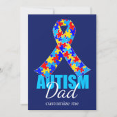 Aangepast autisme Pap Blue Ribbon Vaderdag Kaart (Voorkant)