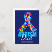 Aangepast autisme Pap Blue Ribbon Vaderdag Kaart (Voorkant / Achterkant in situ)