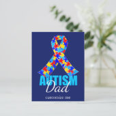 Aangepast autisme papa Blue Ribbon Briefkaart (Staand voorkant)