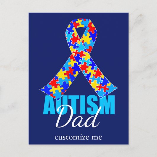 Aangepast autisme papa Blue Ribbon Briefkaart (Voorkant)
