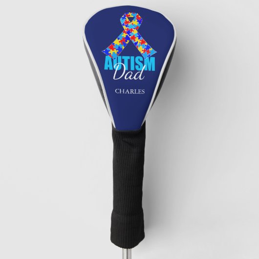 Aangepast autisme papa Blue Ribbon Golfheadcover (Voorkant)