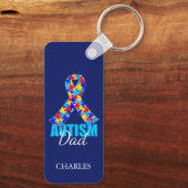 Aangepast autisme papa Blue Ribbon Sleutelhanger (Achterkant)