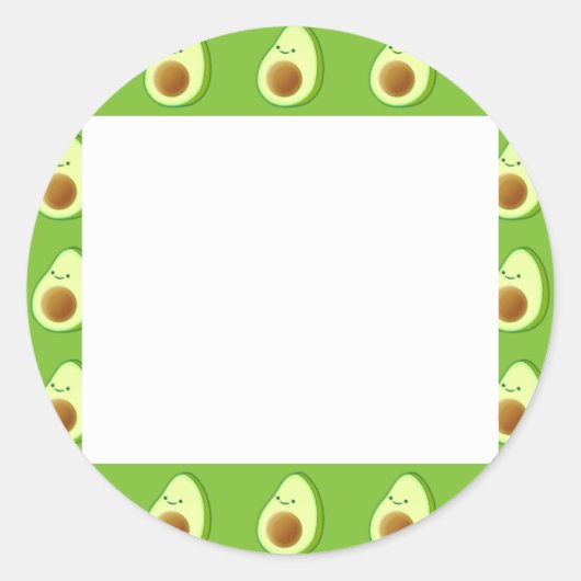 Aangepast Avocado-patroon Ronde Sticker (Voorkant)
