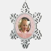 Aangepast Baby eerste kerstfoto-Ornament met snowf Tin Sneeuwvlok Ornament (Rechts)