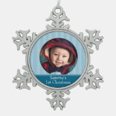 Aangepast Baby eerste kerstfoto-Ornament met snowf Tin Sneeuwvlok Ornament (Voorkant)