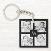 Aangepast Baby Foto Collage Initiaal Black Sleutelhanger