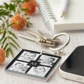 Aangepast Baby Foto Collage Initiaal Black Sleutelhanger (Voorkant Rechts)