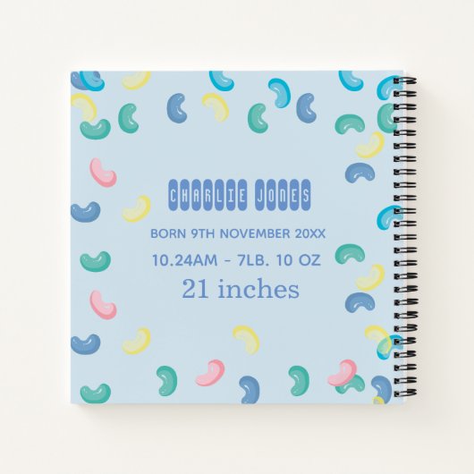 Aangepast Baby Foto Jelly Bean Blue Notitieboek (Achterkant)