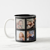 Aangepast Baby fotocollage Elegant modern zwart Tweekleurige Koffiemok (Links)