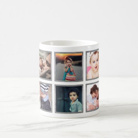 Aangepast Baby fotocollage Elegant Silver Koffiemok (Center)