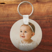 Aangepast Baby-fotonaamscript Sleutelhanger (Voorkant)