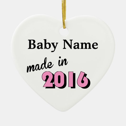 Aangepast Baby gemaakt in 2016 roze Keramisch Ornament (Voorkant)
