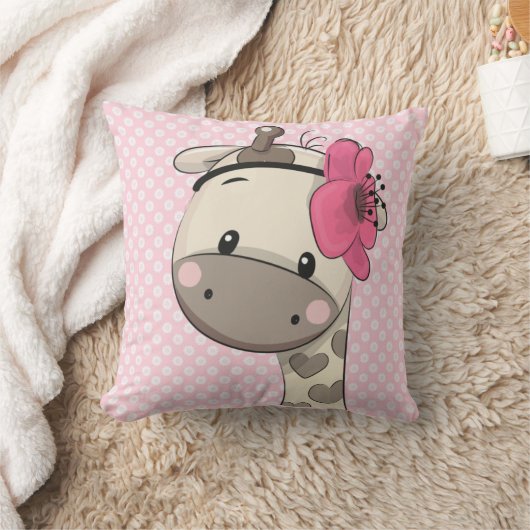 Aangepast Baby roze Giraffe Sierkussen (Deken)
