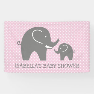 Aangepast baby shower banner teken met grijze olif