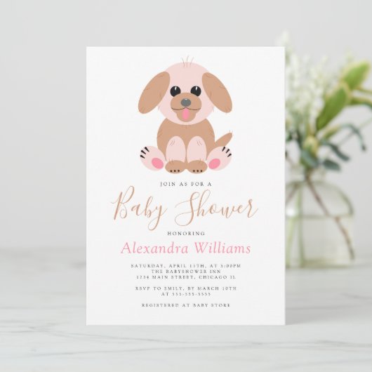 Aangepast Baby shower Genderneutrale puppy Kaart (Staand voorkant)