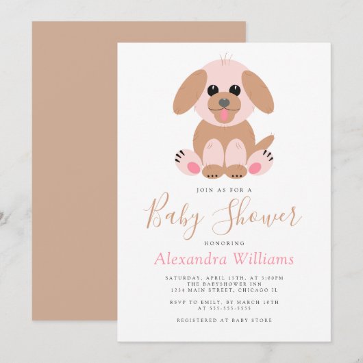 Aangepast Baby shower Genderneutrale puppy Kaart (Voorkant / Achterkant)