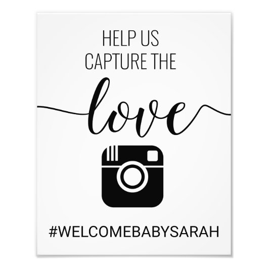 Aangepast Baby shower hashtag Foto Afdruk (Voorkant)
