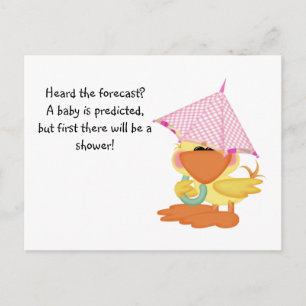 Aangepast Baby shower Invite-Roze Duck in Regen Uitnodiging Briefkaart
