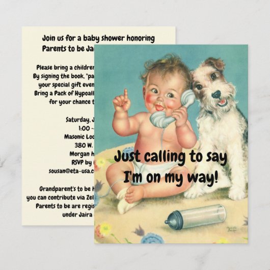 aangepast baby shower kaart (Voorkant / Achterkant)