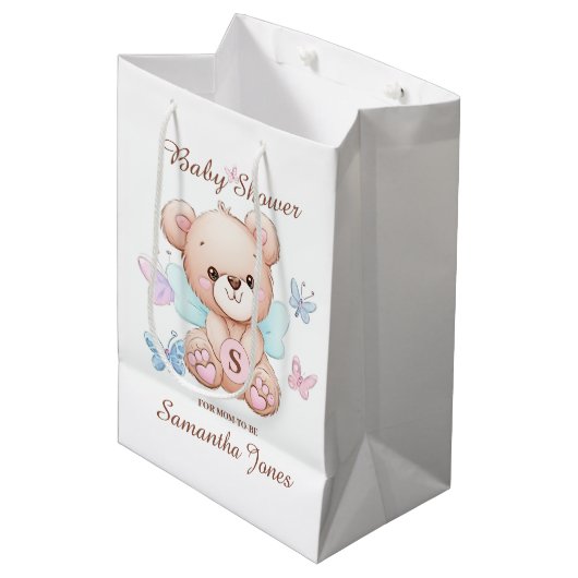 Aangepast Baby shower Medium Cadeauzakje (Voorkant Gekanteld)