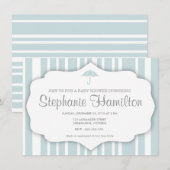 Aangepast baby shower met blauwe strepen kaart (Voorkant / Achterkant)