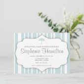 Aangepast baby shower met blauwe strepen kaart (Staand voorkant)