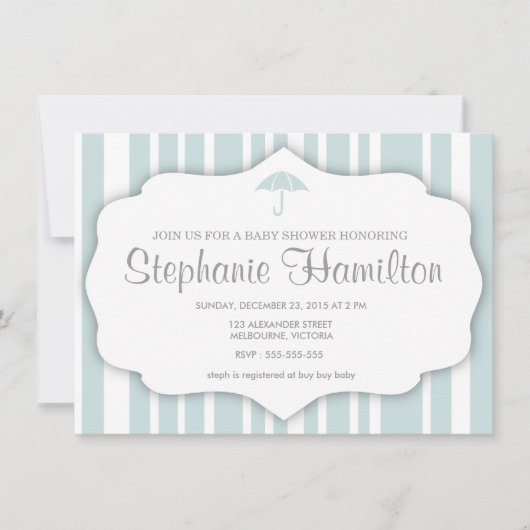 Aangepast baby shower met blauwe strepen kaart (Voorkant)