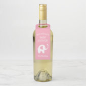 Aangepast baby shower met schattige roze olifant flessenhanger (Op fles)