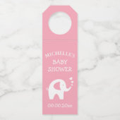 Aangepast baby shower met schattige roze olifant flessenhanger (Voorkant)