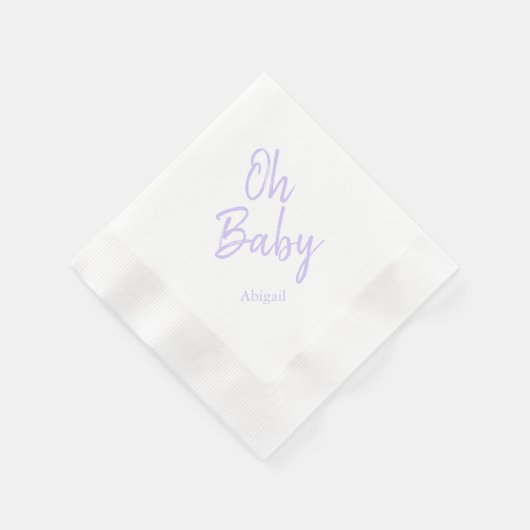 Aangepast Baby shower "Naam Baby" Lavender Servet (Hoek)